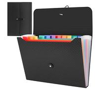 Uquelic Trieur 13 Compartiments | Lot de 2 Pièces | Extensible Pochettes pour Documents, Rangement Papier Administratif Accordéon Organiseur de Dossiers de Fichiers (Sergé Noir)