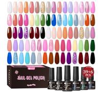 UR SUGAR 45Pcs Vernis Semi Permanent, 39 Couleurs Paillettes Pastel Blanc Bleu Lot Vernis Gel U V Semi Permanent Printemps été, Vernis à Ongles avec Base et Brillant Matte Top Coat Manucure Kit