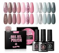 UR SUGAR 7ML Vernis Semi Permanent Rosa Pailleté, 12 Couleurs Semi Permanent Automne Nude Rose Vernis Gel UV Vernis à Ongles Hiver Gels Soak Off DIY Manucure Nude Mariée Kit for Saint Valentin jour