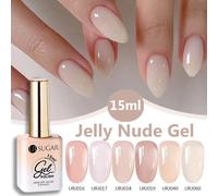 UR SUGAR à Ongles Gel Translucide, Semi-continu, UV, Soak Off, 15ml, Dernière Mode vernis semis permanents uv pailletté vernis uv transparent blanc laiteux nail semi permanentnail art top coat ongle U