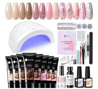 UR SUGAR Extension Gel Starter Set with UV Lamp 48 W, 8 Colours Paillettes Rose Nude Polygel Electric Nail Cutter Gel Nails Starter Set Nail Extension Manicure