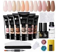 UR SUGAR Lot de 6 extensions d'ongles en gel polygel - 6 couleurs - Tube avec base top coat - Solution slip - Nude café - Kit de manucure DIY à la maison