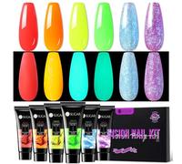 UR SUGAR Polygel Ongle 6 Couleurs Nail Extension Gel Kit, Fluo Builder Nail Gel Neon Pailleté Kit Faux Ongles U V LED , Tube Vernis à Ongles Acrygel pour Art Debutant Manucure