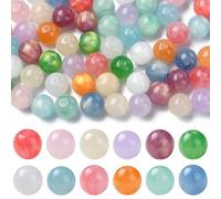 UR URLIFEHALL 100 pcs Perles imitation œil de chat 8 mm Perles rondes en résine colorées Perles lâches pour la fabrication de bijoux, artisanat, porte-téléphone, cordons