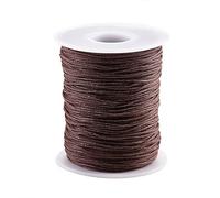 UR URLIFEHALL 100 Yards Selle Marron 1mm Cordon de Coton Ciré Macramé Cordon de Fil de Perles Ciré pour la Fabrication de Bijoux Artisanat du Cuir DIY