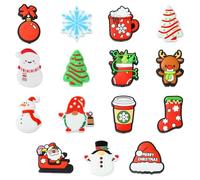 UR URLIFEHALL 15 pièces 15 styles de perles en silicone colorées en forme de Père Noël, d'arbre de Noël, de boisson en silicone pour stylos, porte-clés, cordon décoratif, artisanat