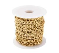 UR URLIFEHALL Bobine de chaînes ovales non soudées à maillons torsadés en aluminium doré pour fabrication de colliers et bracelets - 10 m