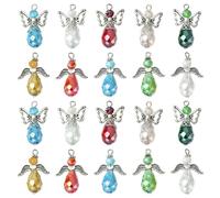 UR URLIFEHALL - Breloques ange gardien colorées avec breloques en forme d'aile de fée pour la fabrication de bijoux, créations DIY, porte-clés, décoration de la maison pour les fêtes, Verre
