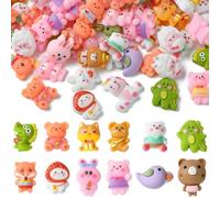 UR URLIFEHALL Lot de 100 cabochons en résine opaque en forme d'animal renard, ours, lapin, perles à dos plat sans trou pour la fabrication de bijoux, loisirs créatifs, pinces à cheveux