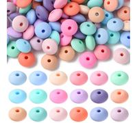 UR URLIFEHALL Lot de 100 perles abaque en silicone en forme de lentille, pour stylos à perles, cordon, porte-clés, fabrication de bijoux, loisirs créatifs