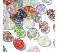 UR URLIFEHALL Lot de 100 perles ovales en verre transparent avec motif floral pour la fabrication de bijoux, les travaux manuels, la décoration de cadeaux