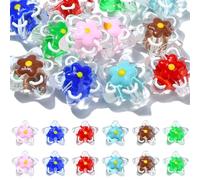 UR URLIFEHALL Lot de 12 perles en forme d'étoile en verre soufflé faites à la main avec fleur en émail pour travaux manuels, bijoux, porte-clés, bandeau