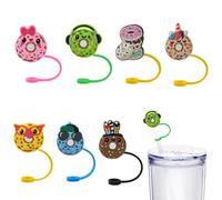 UR URLIFEHALL Lot de 14 capuchons réutilisables en silicone pour pailles de 6 à 8 mm - 7 styles