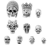 UR URLIFEHALL Lot de 150 perles d'espacement en forme de crâne tibétain en argent vieilli pour bricolage, Halloween, travaux manuels, bijoux, décoration