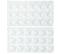 UR URLIFEHALL Lot de 2 moules en plastique PS en forme de cœur et d'étoile pour décoration de gâteaux, bonbons, gelée, glaçons, friandises pour animaux de compagnie