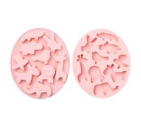 UR URLIFEHALL - Lot de 2 moules en silicone en forme d'animal - Dessin animé Oiseau, Girafe, Éléphant - Moules à fondant pour la cuisson de gelée, bonbons, biscuits, décor de gâteau