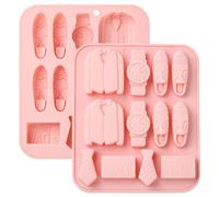 UR URLIFEHALL Lot de 2 moules en silicone pour la fête des pères en forme de cravate, de montre, pour décoration de gâteaux, fondants, bonbons, biscuits, loisirs créatifs