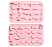 UR URLIFEHALL Lot de 2 moules en silicone réutilisables en forme de cuillère, fourchette, couteau, chocolat pour fondant, glaçons, bonbons, biscuits