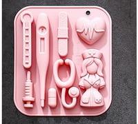 UR URLIFEHALL Lot de 2 moules en silicone sur le thème de l'infirmière - En forme de cœur - Stéthoscope - Pour chocolat, pain, gâteau, bonbons, pudding et beurre