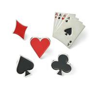 UR URLIFEHALL Lot de 5 pin's en émail - 5 styles de cartes à jouer - Coeur, pique, trèfle, diamant - Pour vêtements, veste, chapeau, sacs, sacs à dos