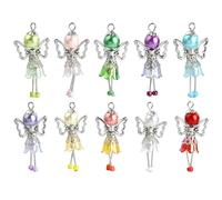 UR URLIFEHALL Lot de 50 breloques rondes à fleurs colorées en forme d'ange gardien avec ailes de fée pour la fabrication de bijoux et porte-clés - 10 styles