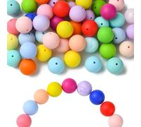 UR URLIFEHALL Lot de 50 perles rondes en silicone de 19 mm - Perles focales colorées en forme de chewing-gum pour stylos à perler, bricolage, bijoux, artisanat, guirlande