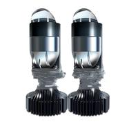 URAGER Phare Assemblage Ampoules LED H4 Pour Phares De Voiture Mini Objectif Feux Route Feux Croisement Projecteur Ventilateur Turbo Éclairage Couleur Blanche 6000k Projecteur Principal(RHD)