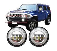 URAGER Phare Assemblage Noir/Chrome 2 Pièces Voiture Halo Led Antibrouillard Pour Hummer H2 2003-2004 2005 2006 2007 2008 2009 Feux Conduite Pare-chocs Avant Projecteur Principal(2pcs Chrome)