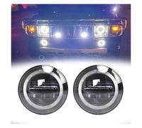 URAGER Phare Assemblage Noir/Chrome 2 Pièces Voiture Halo Led Antibrouillard Pour Hummer H2 2003-2004 2005 2006 2007 2008 2009 Feux Conduite Pare-chocs Avant Projecteur Principal(2pcs black)
