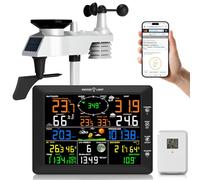 Urageuxy Professionnelle 14-en-1 Station Meteo Connectée WIFI, Station Meteo Interieur Exterieur Sans Fil avec Pluviometre, Anemometre, Thermohygrometre, UV, Previsions Meteo, Barometre