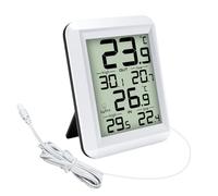 Urageuxy Thermomètre numérique câblé intérieur/extérieur, moniteur de température intérieure/extérieure avec câble étanche de 2 m avec enregistrement Min/Max et sonde pour la maison, le bureau, la