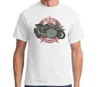 Ural Motorcycles Ranger Pustinja Modern Sidecar Biker T-Shirt Men Round Neck Clothing White M