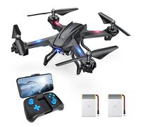 UranHub Drone avec caméra pour adultes HD 2K Live Video Drone pour débutants et enfants avec contrôle gestuel, commande vocale, maintien de l'altitude, mode sans tête, 2 batteries, compatible avec les