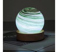 Uranus vert planète verre lampe à bille avec base en bois tricolore Dimming Design vortex planète lampe de table costume pour chambre table de nuit salon prise USB