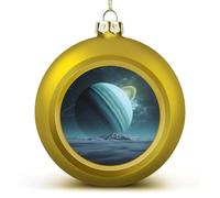 Uranusprinted Lot de 2 boules de Noël en plastique incassable avec texte photo personnalisable Doré 60 mm