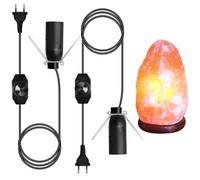 URAQT 1,5 m Cordon de Lampe de Sel, 2 pièces Câble de Lampes à Sel Douille Isolée avec Variateur et Clip Métallique, E14 Lampe Prise, Prise Compatible Cable Lampes de Sels de l'Himalaya Noir