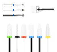 URAQT 10 Pièces Ensemble de Forets à Ongles, 3/32 Forets à Ongles en Céramique pour Ongles en Gel Acrylique Ensemble de Têtes de Meulage de Cuticules Professionnelles pour Manucure Pédicure