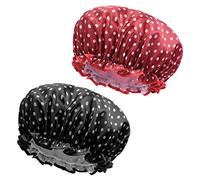 URAQT 2 Pieces Bonnet de Douche Etanche, Bonnet de douche réutilisable Élastique Bonnet de Douche Double Couche, Grand Accessoire Cheveux Douche pour Les Femmes Filles de Douche Spa (combinaison)