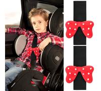 URAQT 2 Pièces Protege Ceinture de Securite Enfant, Protection Ceinture de Sécurité Enfant protege Ceinture Voiture Amovible et Doux(Noeud Rouge）