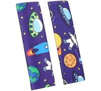 URAQT 2 Pièces Protege Ceinture de Securite Enfant, Protection Ceinture de Sécurité Enfant protege Ceinture Voiture Amovible et Doux(Astronaute Bleu)