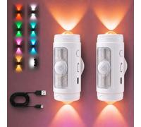 URAQT 2 Pièces Veilleuse Murale à Détecteur de Mouvement, Lampes murales LED Fil Rechargeable, 9 Couleurs RGB Allumage Automatique/Continu, Fixation Magnétique, pour Chambre Couloir Escalier Cuisine