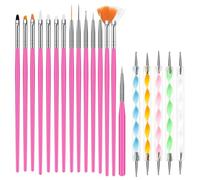 URAQT 20 Pcs Pinceau Nail Art Ongles Set,Pinceau Ongle Gel Nail Art Pinceaux Nail, Dessin Stylo Ensemble Outil à Ongles, Art pour Débutant et Professionnel Accessoire Ongles Nail Art,Rose Rouge