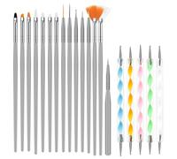 URAQT 20 Pcs Pinceau Nail Art Ongles Set,Pinceau Ongle Gel Nail Art Pinceaux Nail, Dessin Stylo Ensemble Outil à Ongles, Art pour Débutant et Professionnel Accessoire Ongles Nail Art,Gris