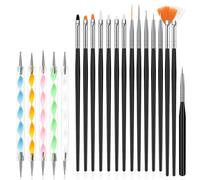 URAQT 20Pcs Nail Art Design Pinceaux, Ensemble de Pinceaux à Ongles Nail Art, Pinceau Nail Art pour Gel UV et Acrylique, Dessin Stylo Ensemble Outil À Ongles, Noir