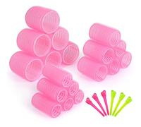URAQT 24 Bigoudis de Pièces Ens, 18 Pièces Heatless Curling et 6 Pinces à Bec de Canard pour Fixer les Coiffures, Bigoudis Cheveux pour Tous Les Cheveux Courts, Moyens Ou Longs(25mm/36mm/48mm)