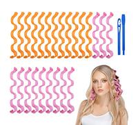 URAQT 24 Pièces Bigoudis, DIY Magic Hair Waves Curls, Boucles en Spirale Sans Vague de Chaleur Bigoudis Kit de Coiffure Magique avec Crochets de Coiffage pour La Plupart des Types de Coiffures (30cm)
