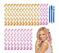 URAQT 24 Pièces Bigoudis, DIY Magic Hair Waves Curls, Boucles en Spirale Sans Vague de Chaleur Kit de Coiffure Magique avec Crochets de Coiffage pour La Plupart des Types de Coiffures (50cm)