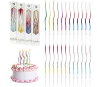 URAQT 24 Pièces Bougies d'anniversaire Torsadées, Bougies de Gâteau en Spirale avec Supports pour la décoration de fête de Gâteau de Mariage d'anniversaire (Couleur Dégradée)