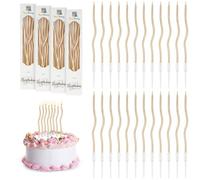 URAQT 24 Pièces Bougies d'anniversaire Torsadées, Bougies de Gâteau en Spirale avec Supports pour la décoration de fête de Gâteau de Mariage d'anniversaire (Or Champagne)
