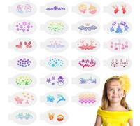 URAQT 24 Pièces Pochoir Maquillage Enfant,Kit de Tatouage Peinture Enfant pour Visage Corps,Pochoirs de Peinture Faciale Réutilisables pour Visage et Corps Halloween Fête de Vacances Cosplay,Noël
